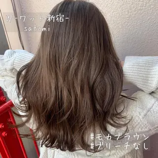 セミロング 淡色ふんわりhair 新宿satomiのヘアスタイル