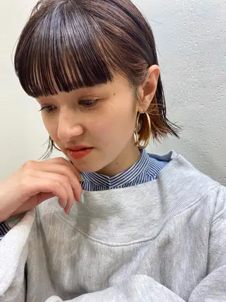 ショート カラー ヘアアレンジ 髪質改善カラー&TR 縮毛矯正/弱酸性矯正のヘアスタイル