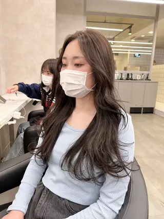 ロング カラー パーマ ヘアアレンジ メンズ キッズ 上品＆韓国風 🥀海心🥀のヘアスタイル