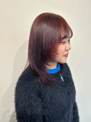 ミディアム カラー ベージュ/ダブルカラ ー/新潟駅/青柳萌果のヘアスタイル