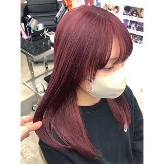 セミロング カラー 推しカラー✨ オタク美容師ユウカのヘアスタイル