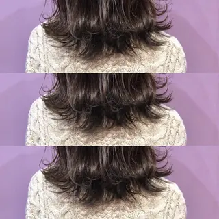 ミディアム カラー パーマ 細川 亮のヘアスタイル