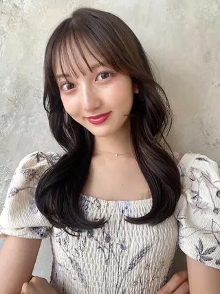 セミロング カラー 顔周り/くびれヘア 韓国ヘア💕風間るなのヘアスタイル