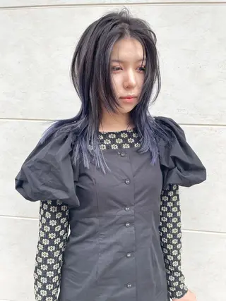 ミディアム カラー ヘアアレンジ 丸山渉/パーマ エフェクトブリーチのヘアスタイル