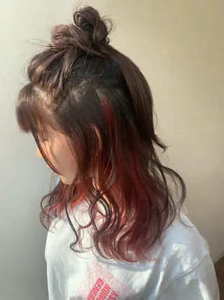 セミロング カラー ヘアアレンジ 透明感♡︎♡︎ 佐々木早苗のヘアスタイル