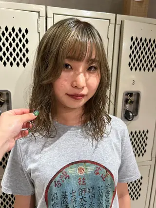 ミディアム カラー パーマ ayano🍒パーマ 暖色カラーのヘアスタイル