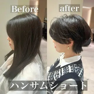 ショート カラー 韓国風/小顔レイヤー /艶カラーのヘアスタイル