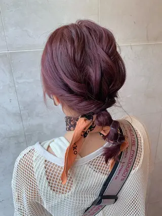 ミディアム カラー ヘアアレンジ 桃果 momokaのヘアスタイル