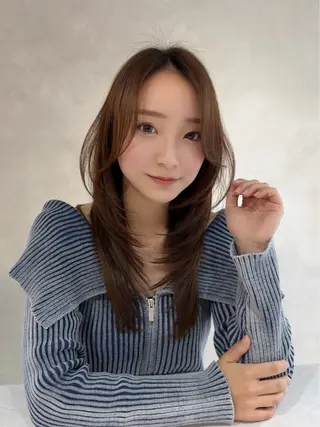 ロング カラー 新島 涼のヘアスタイル