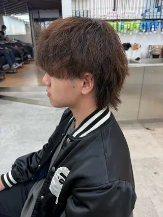 ショート カラー パーマ メンズ キッズ 栄💗メンズパーマ｜ ハイトーン｜haruのヘアスタイル