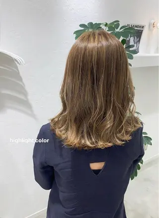 セミロング カラー 顔周りレイヤー 🎀マリノのヘアスタイル