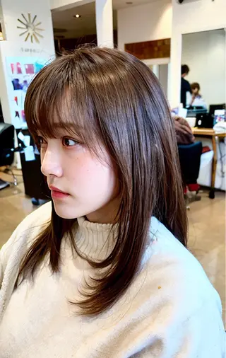 セミロング カラー 秋山知穂🌸縮毛矯正 ショートお任せ🌸のヘアスタイル