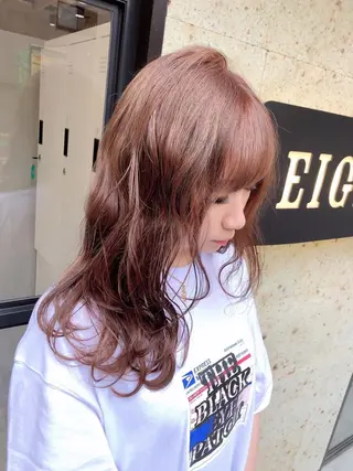 ミディアム カラー ヘアアレンジ 髪質改善×ハイトーン 中田啄也のヘアスタイル