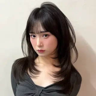 セミロング カラー 本格韓国ヘア🇰🇷 【uni】キューさんのヘアスタイル