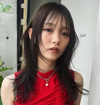 セミロング カラー ハッシュカット カシマハヤトのヘアスタイル