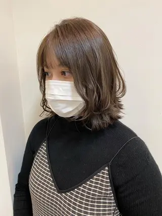 ミディアム カラー saki🌼ボブ× 透明感カラー🌼のヘアスタイル