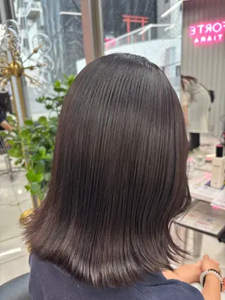 ミディアム カラー Sakuraෆ˚* 艶カラー×まつパ💖のヘアスタイル