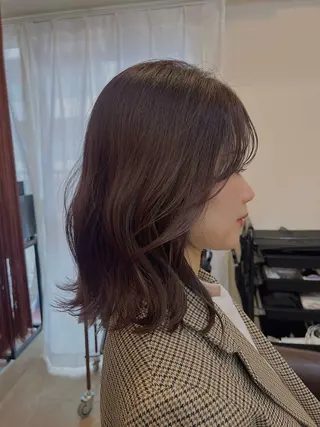 ミディアム カラー 下石怜子/レイヤー/ 透明感カラーのヘアスタイル