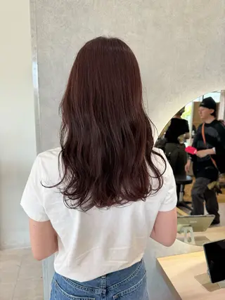 セミロング カラー 艶 透け感カラー 似合わせ 齊木 勇人のヘアスタイル