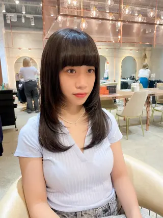 ミディアム カラー レイヤー/韓国ヘア 縮毛矯正🫧鈴木颯のヘアスタイル