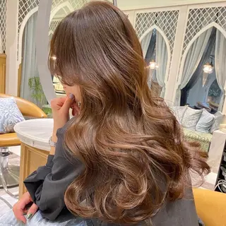 ロング 岡田準希/韓国/透明 感カラー/美髪矯正のヘアスタイル