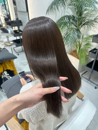 セミロング カラー 韓国ヘア顔周りカット 艶髪ベージュtamaのヘアスタイル