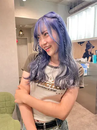 カラー スミレ /メンズ /コーンロウのヘアスタイル