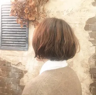 ショート カラー パーマ ヘアアレンジ ブリーチ、パーマ 西部笑のヘアスタイル