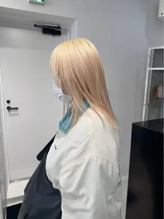 ミディアム カラー ヘアアレンジ 艶ハイトーン/ヘア アレンジAYAKAのヘアスタイル