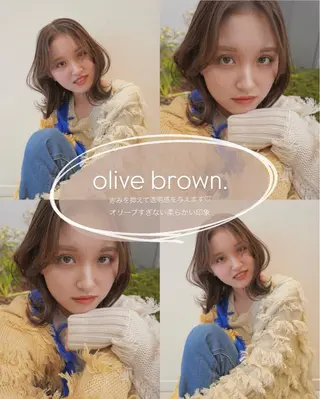 セミロング 🫧オリーブカラー/ 酸性縮毛矯正銀座🫧のヘアスタイル