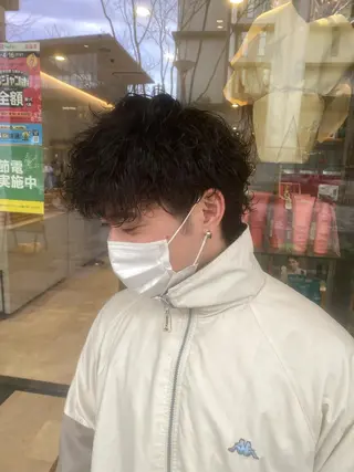 ミディアム パーマ メンズ 加藤 愛実のヘアスタイル