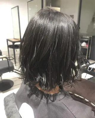 ミディアム 暖色カラー🍊 ボブ🌿顔周りcutのヘアスタイル