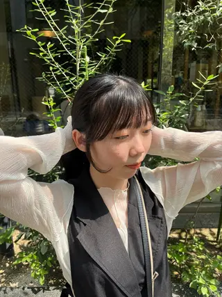 ミディアム カラー えんぐちとも／透明感 カラー／博多ボブのヘアスタイル