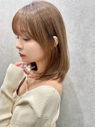 セミロング カラー ヘアアレンジ ✨韓国レイヤー/ 透明感カラー✨冨永剛のヘアスタイル