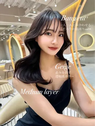 ミディアム ❤️ブリーチなし💚 ダブルカラー平野実花のヘアスタイル