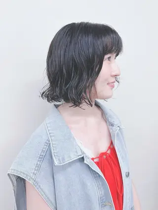 ミディアム パーマ パーマボブ/丸みボブ /くせ毛/とういのヘアスタイル