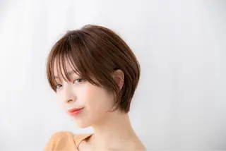 ショート カラー パーマ ヘアアレンジ 🩵美艶髪×透明感 カラー×質感再生💚のヘアスタイル