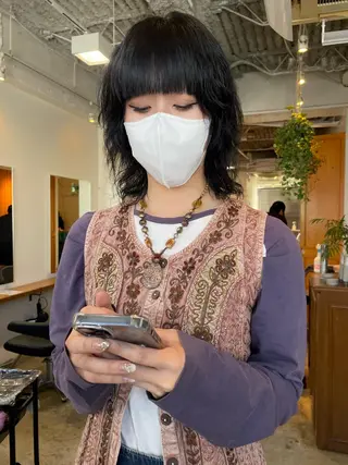 ミディアム カラー パーマ レイヤー/似合わせ TAKUYAのヘアスタイル