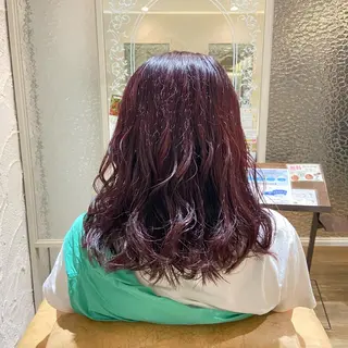 ミディアム カラー パーマ ヘアアレンジ 桑原 りゆのヘアスタイル
