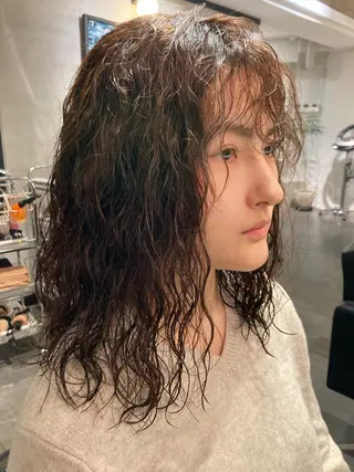 セミロング パーマ 🛑柔らか透明感 カラー🛑大谷のヘアスタイル