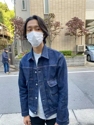 ミディアム パーマ メンズ cie所属・ボブ/ミニボブ 透明感カラーkadoのヘアスタイル