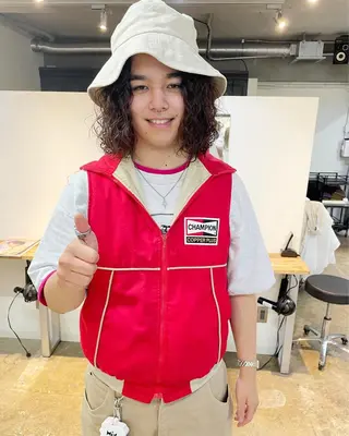 ミディアム パーマ メンズ 丸山渉/パーマ エフェクトブリーチのヘアスタイル