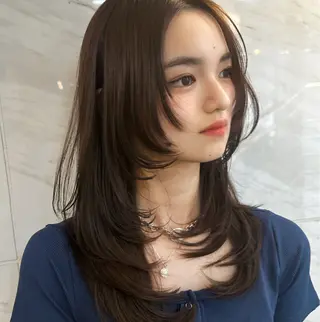 セミロング カラー Pocket仙台 💚モエリのヘアスタイル