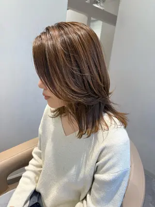 ミディアム カラー 🍇おぐら めぐみ🍇のヘアスタイル