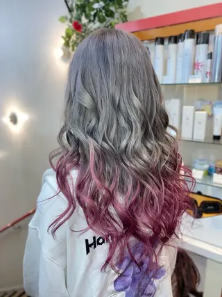 セミロング ゆぴ☾‪/推しカラー /ハイトーンのヘアスタイル