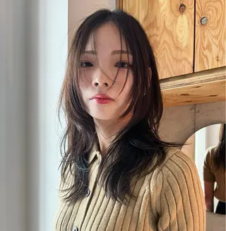ミディアム カラー レイヤーカット カシマハヤトのヘアスタイル