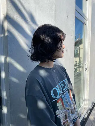 ミディアム パーマ 佐伯 和佳のヘアスタイル