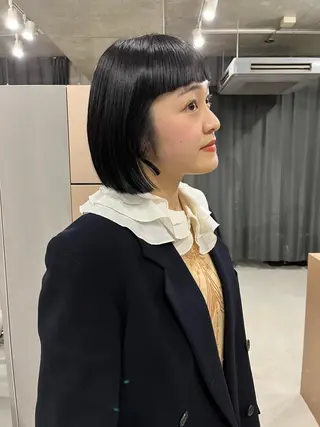 ショート カラー パーマ ロングパーマ木村 ボブパーマのヘアスタイル