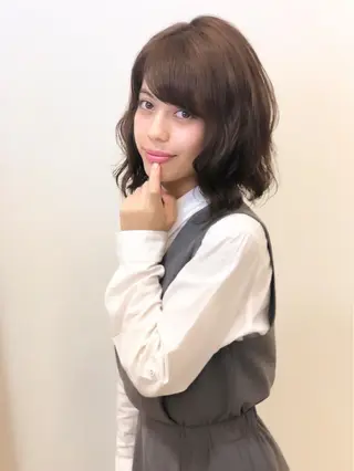 ミディアム カラー パーマ ディレクター ノナカのヘアスタイル