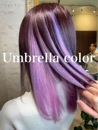 セミロング カラー matiz マティス 表参道所属・💜アンブレラカラー 髪質改善 丸尾】のヘアスタイル